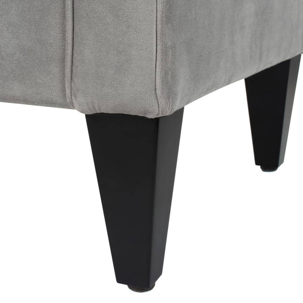 Jacqueline Opal Grey Velvet Tufted Roll Arm Storage Bench