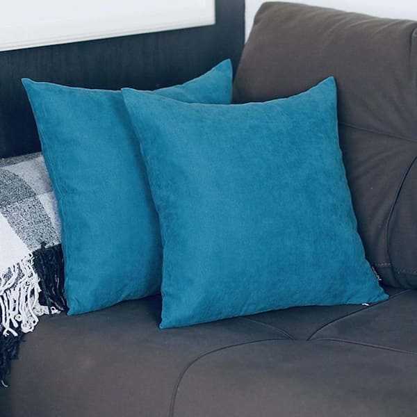 MIKE & Co. NEW YORK Decorative Farmhouse Tahitian Tide 18 in. x 18 in. Square Solid Color Throw Pillow Set of 2