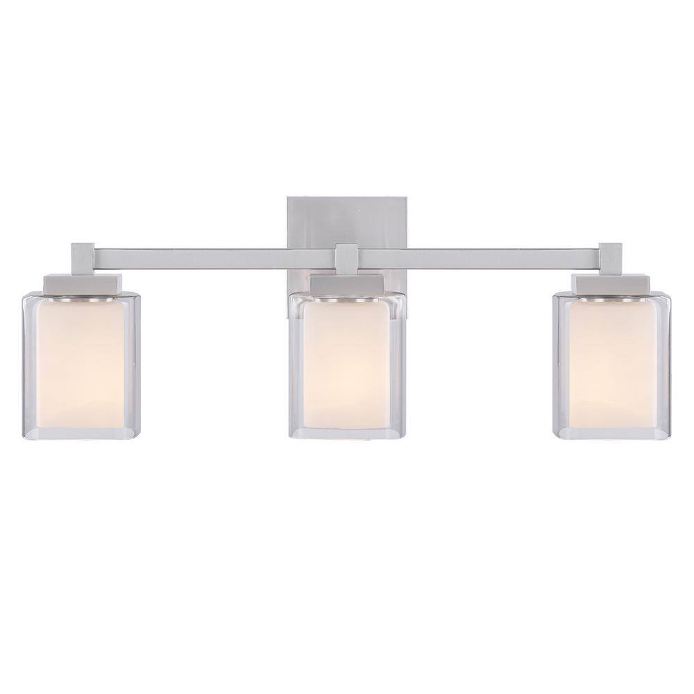 Satin Nickel 24" Vanity Light with Clear Glass Shades