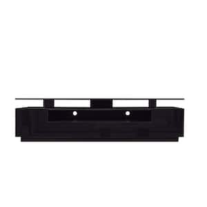 76.77 in. Black TV Stand with 20 Colors LED Fits TV's Up to 80 in. with 4-Storage Cabinet and Drawer for Living Room