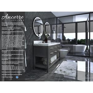 Elizabeth 60 in. W x 22 in. D Vanity in Sapphire Gray with Marble Vanity Top in Carrara White with White Basins
