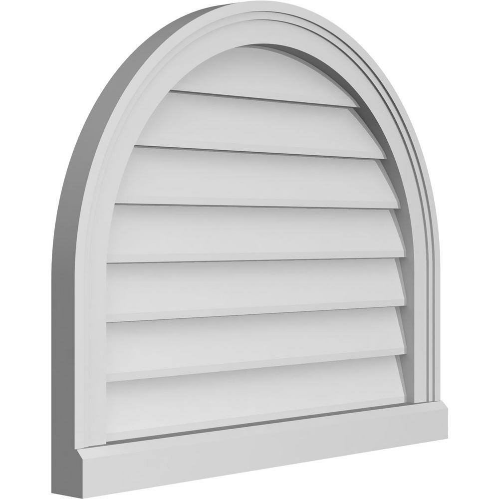 26"W x 22"H Round Top Non-Functional PVC Gable Vent with Brickmould Sill