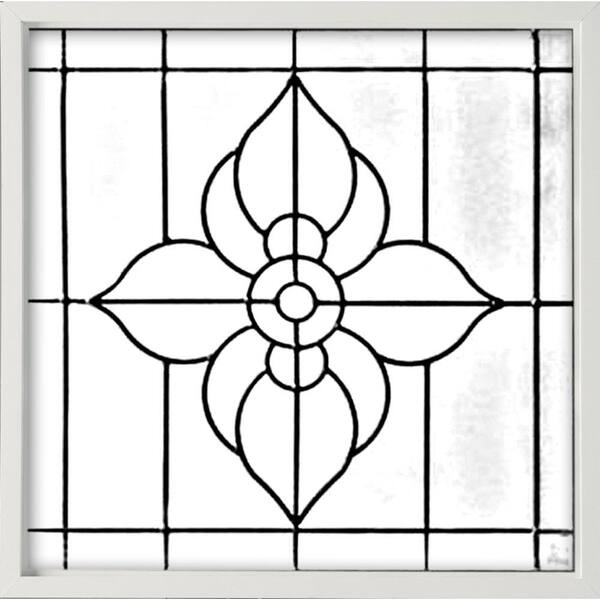 Hy-Lite 25 in. x 25 in. Decorative Glass Fixed Vinyl Window Spring Flower Glass, Black Caming in White