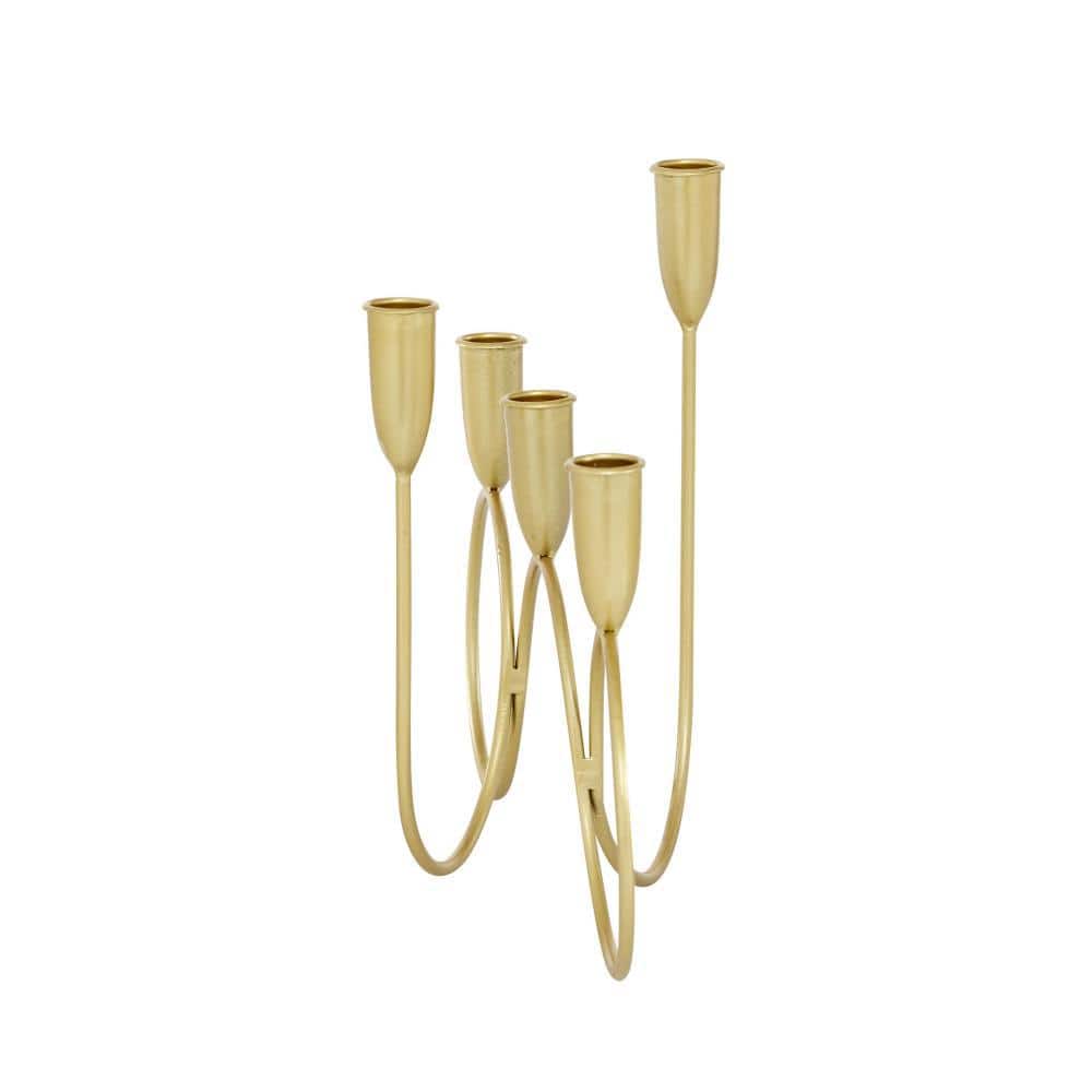 Gold Metal 5-Holder Modern Candelabra