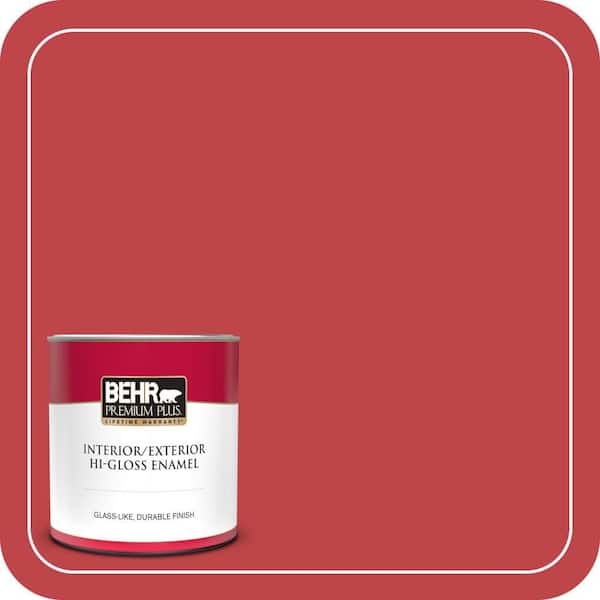 BEHR PREMIUM PLUS 1 qt. #HDC-FL13-1 Glowing Scarlet Hi-Gloss Enamel Interior/Exterior Paint & Primer