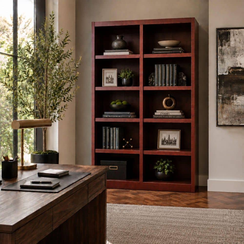 Concepts In Wood 72 in. Cherry Wood 10-shelf Standard Bookcase