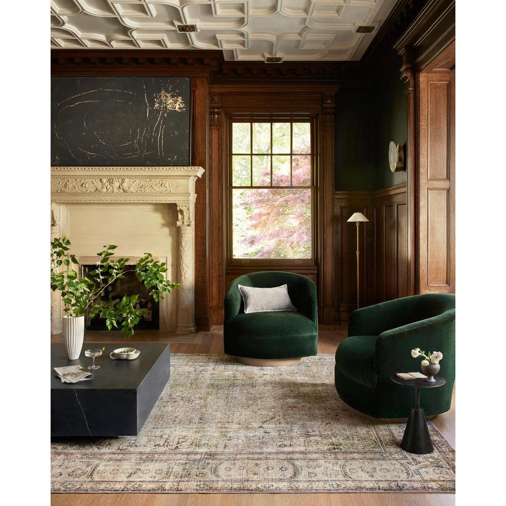 Antique Sage Rectangular Stain-Resistant Synthetic Area Rug