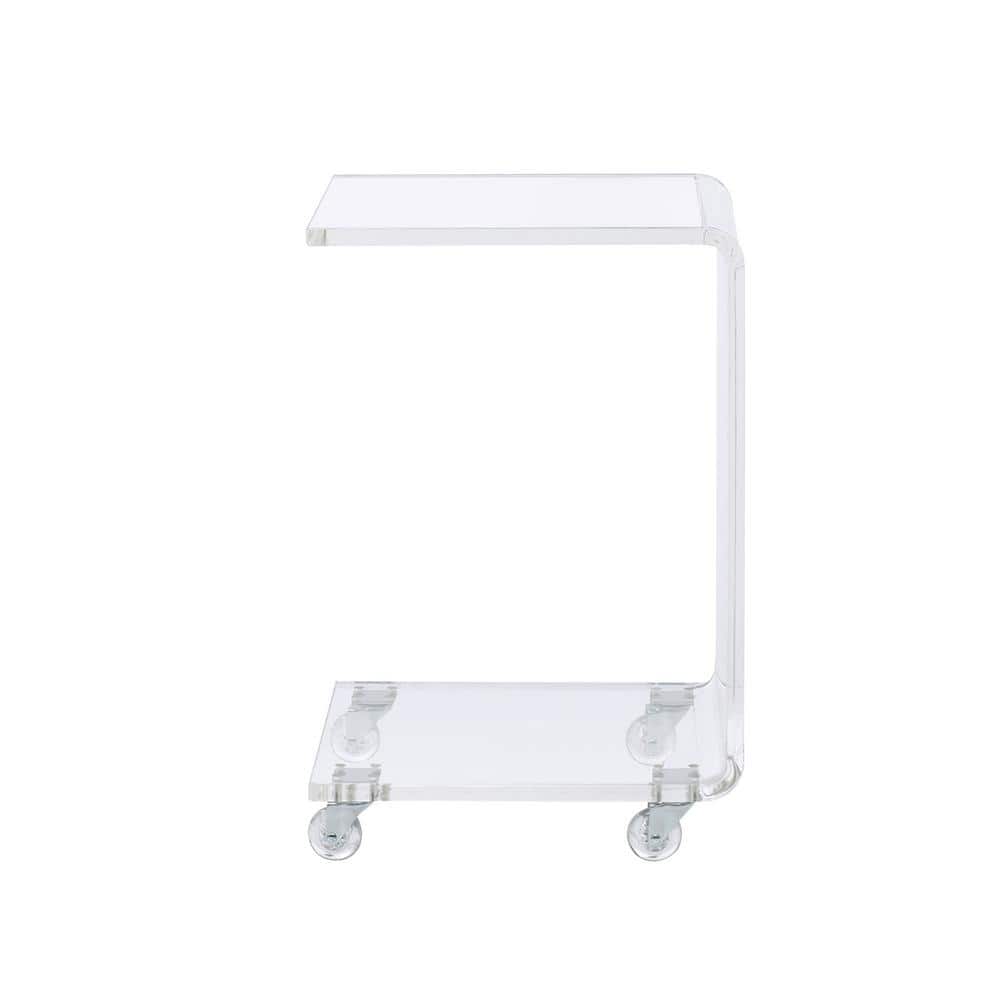 Clear Acrylic Rectangular Snack Table with Removable Casters