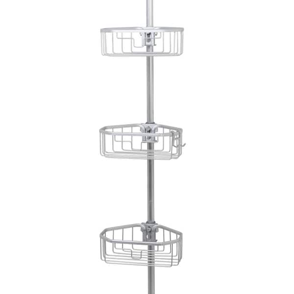 Zenna Home Tension Pole Corner Rust Resistant Shower Caddy in Satin Chrome