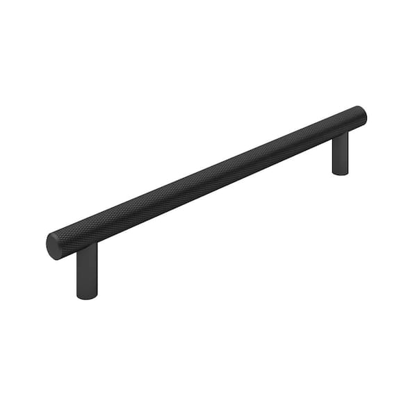 Hearst Collection 7-9/16 in. (192 mm) Modern Matte Black Knurled Cabinet Bar Pull
