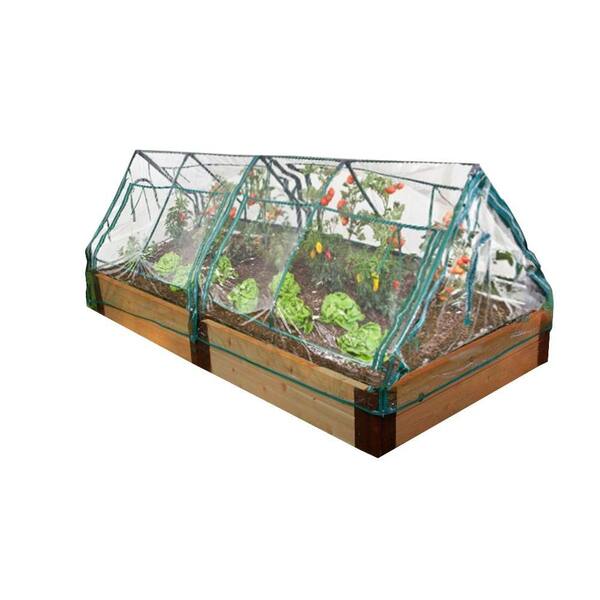 Frame It All Two Inch Series 4 ft. x 8 ft. x 12 in. Cedar Raised Garden Bed Kit with 2 Greenhouses
