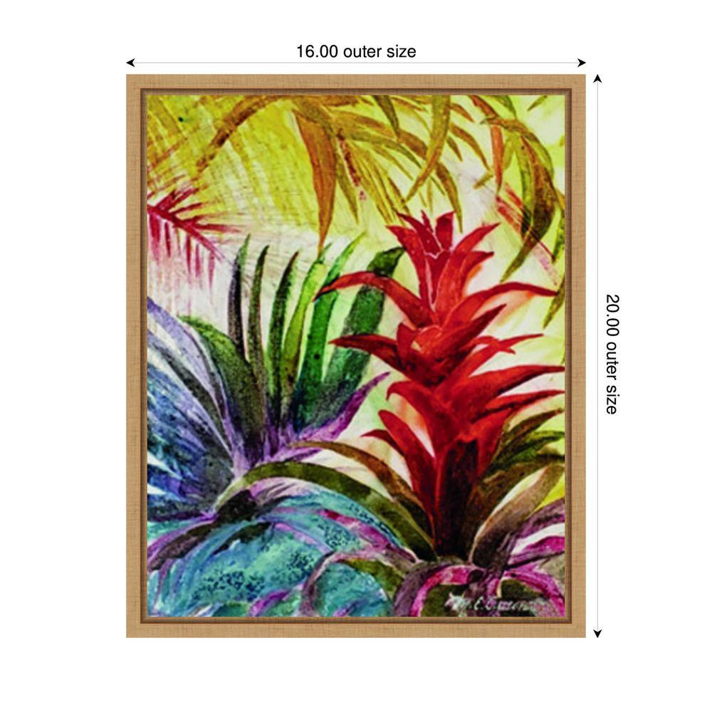 Tropic Botanicals VI Red and Green Canvas Print with Maple Frame