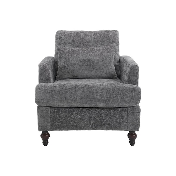 HOMEFUN Modern Oversized Gray Chenille Wood Frame Upholstered Accent Armchair