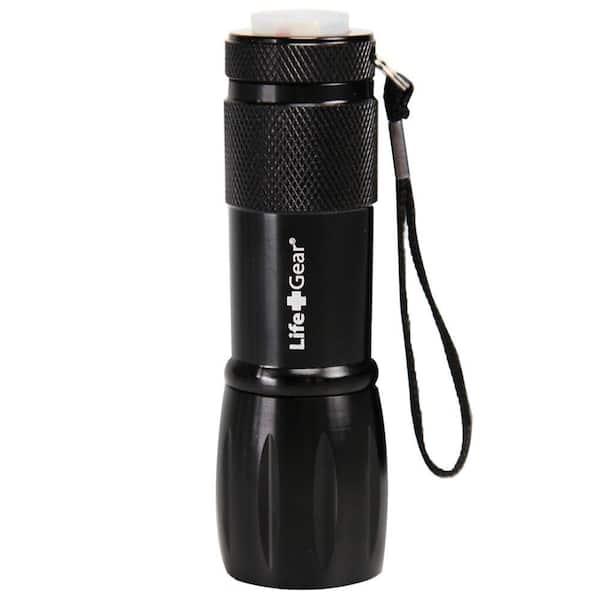 Life+Gear Mini Max LED Black Flashlight with Red Tail Emergency Flasher