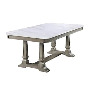 Zumala Dining Table in Marble & Weathered Oak Finish