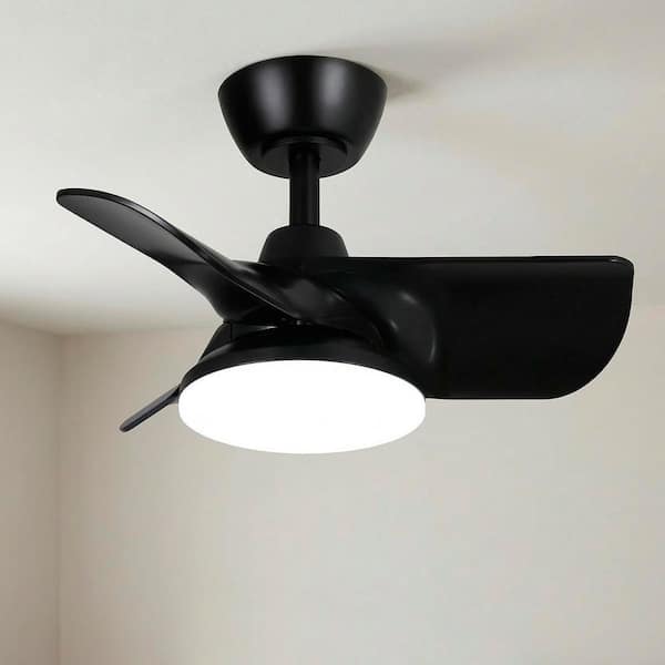 Plumier 22 in. Matte Black Downrod Ceiling Fan with DC Motor, White Color Temperature Adjustable LED, and Remote