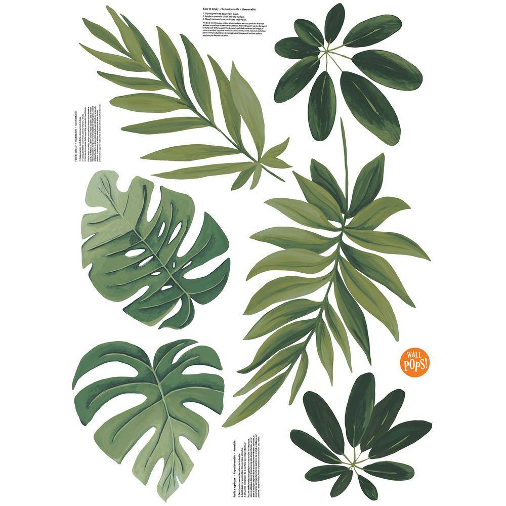 Green Tropical Botanical Leaf Wall Decal Art Kit