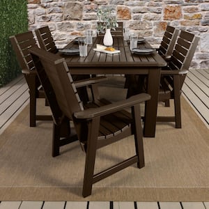 Weatherly Weathered Acorn 7-Piece Recycled Plastic Rectangular Outdoor Dining Set