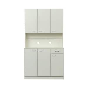 White MDF Beadboard Stock Corner Kitchen Cabinet with 6 Doors and 1 Drawer (39 in. x 15 in. x 71 in.)