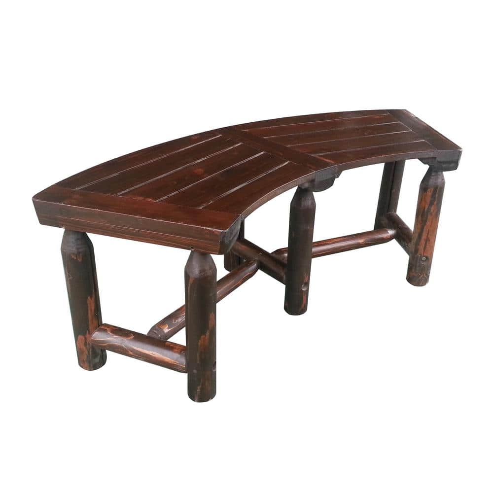 Wood Curved Outdoor Patio Bench, Curved Fire Pit Bench