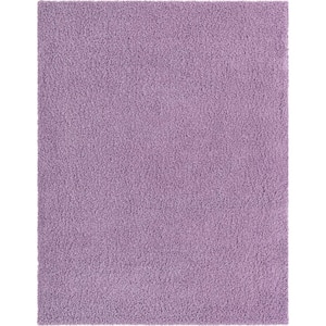 Solid Shag Lilac 8 ft. x 10 ft. Area Rug