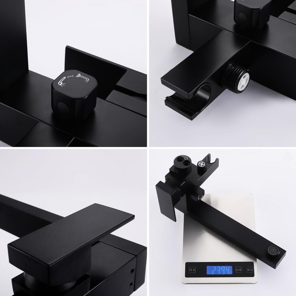 Matte Black Stainless Steel Freestanding Tub Faucet with Hand Shower