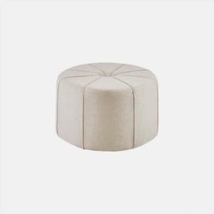 Cream Polyester Fabric Oval Large Cocktail Ottoman