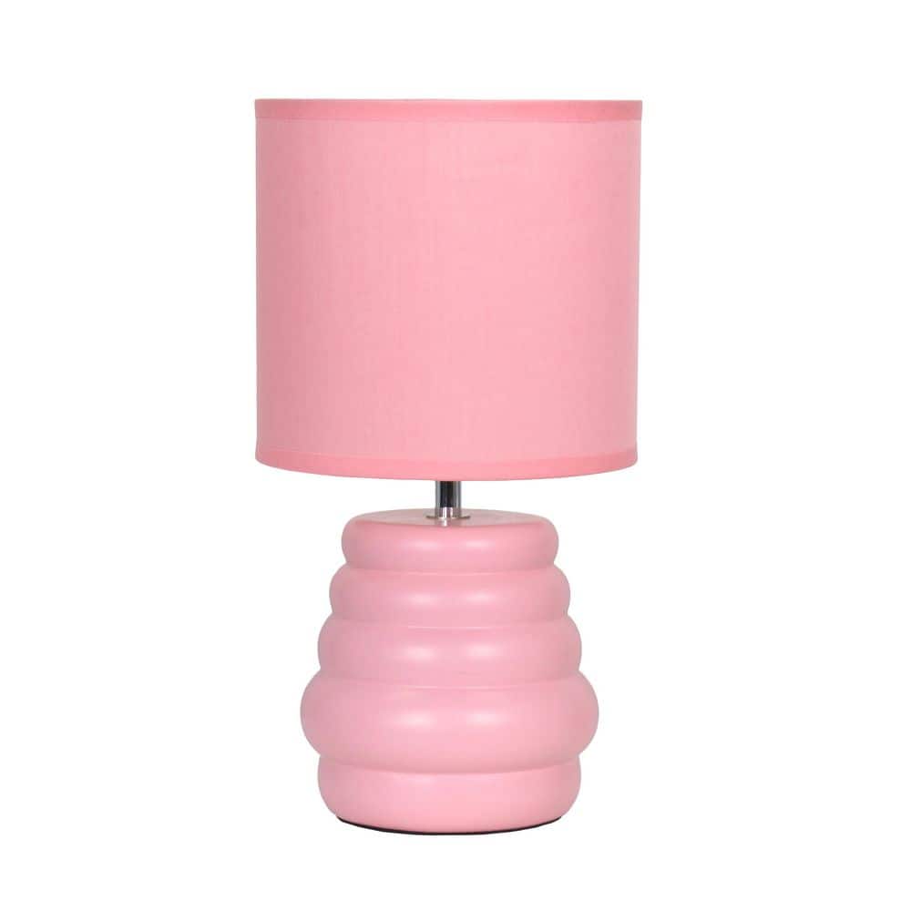 12.68 Stacked Ceramic Table Lamp, Pink Base with Fabric Shade for Living Room or Entryway price history on PriceWatchPro