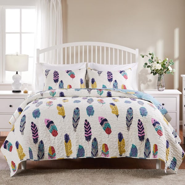 3 Piece Dream Catcher Quilt Set Western Bedspread Comforter Bedding Off-White 