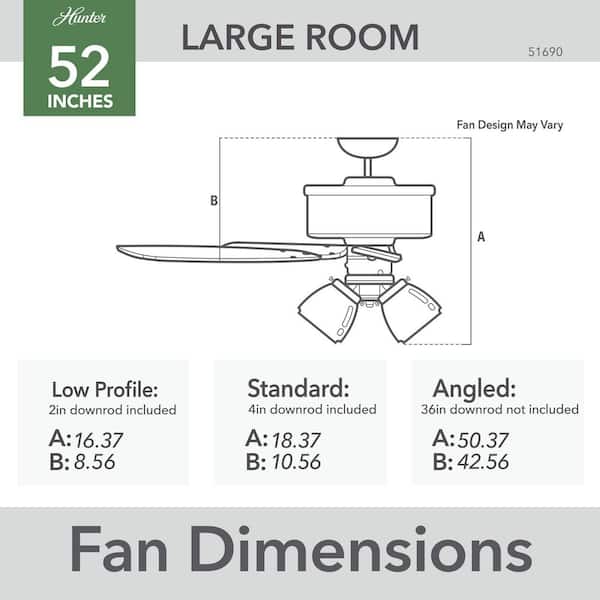Hunter - Lawndale 52 in. Indoor/Outdoor Satin Bronze Ceiling Fan with Light Kit Included