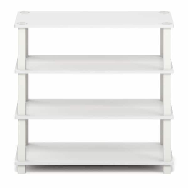 Furinno 22 in. H 12-Pair 1-Tier White Wood Shoe Rack 13081WHWH