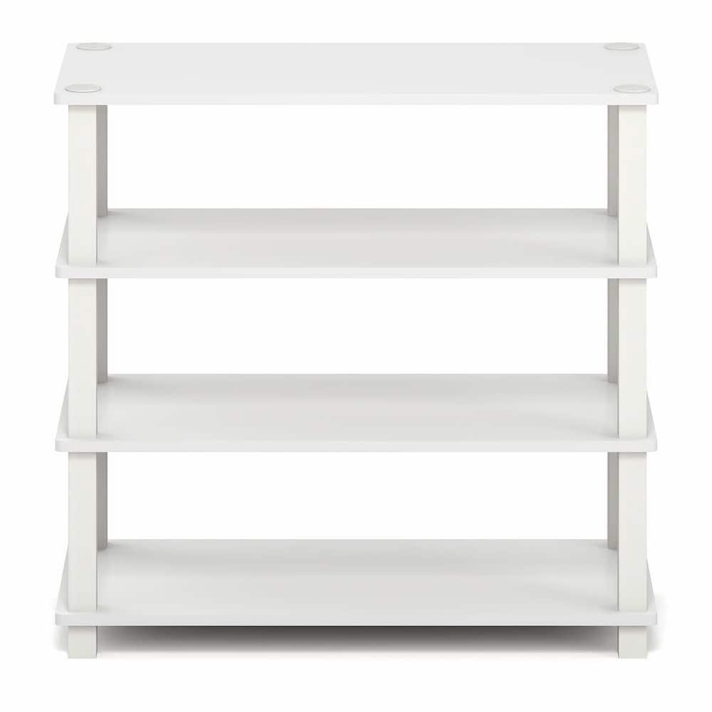 Furinno 22 in. H 12-Pair 1-Tier White Wood Shoe Rack 13081WHWH