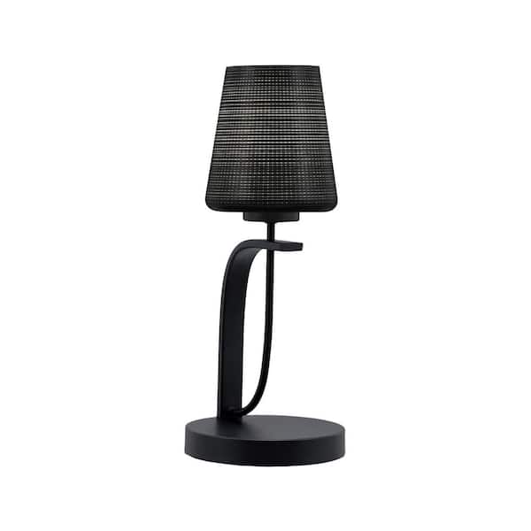 Unbranded Olympia 17.5 in. Matte Black Piano Desk Lamp with Black Matrix Glass Shade
