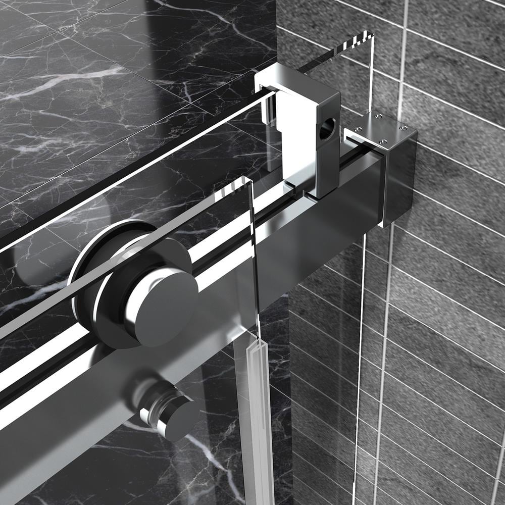 60" x 76" Frameless Sliding Shower Door in Brushed Nickel