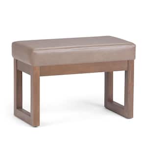 Milltown 27 in. Wide Contemporary Rectangle Footstool Ottoman Bench in Ash Blonde Vegan Faux Leather