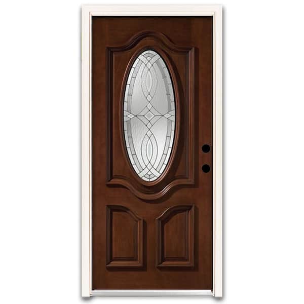 Steves & Sons Annapolis 3/4 Oval Stained Mahogany Wood Prehung Front Door-DISCONTINUED