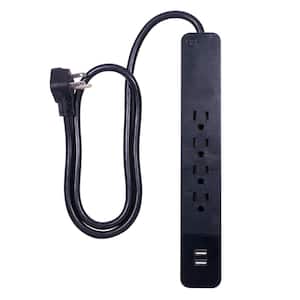 4-Outlet Surge Protector with 2-USB Ports and 3 ft. Cord, Black