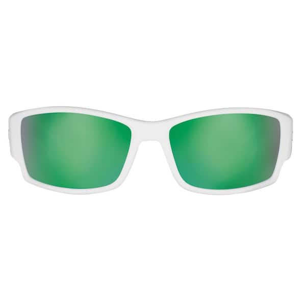 Flying Fisherman Razor Polarized Sunglasses Matte in White Frame with Amber  Green Mirror Lens 7717WAG - The Home Depot