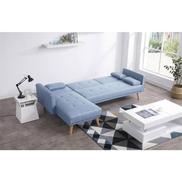 98 5 In Blue Linen 3 Seater Twin Sleeper Sectional Sofa Bed With Tapered Legs 73041bl The Home Depot - Nathaniel Home Modular Sectional Sofa Bed Set 98 5 In Blue Linen 3 Seater Twin Sleeper Sectional Sofa Bed With Tapered Legs 73041bl The Home Depot - Nathaniel Home Modular Sectional Sofa Bed Set