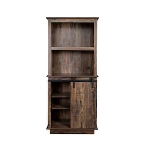 31.5 in. W x 13.78 in. D x 70.87 in. H Espresso Brown Linen Cabinet with Sliding Barn Door, Adjustable Shelf