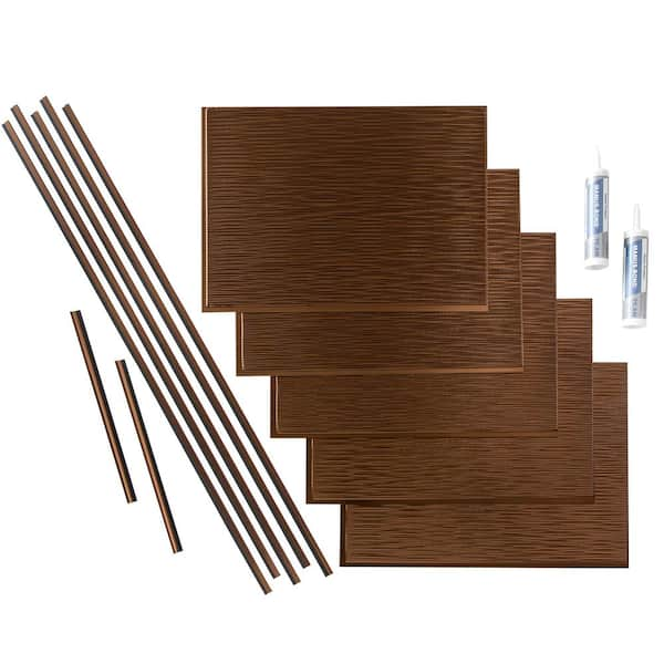 Fasade Ripple 18 in. x 24 in. Oil Rubbed Bronze Vinyl Decorative Wall Tile Backsplash 15 sq. ft. Kit