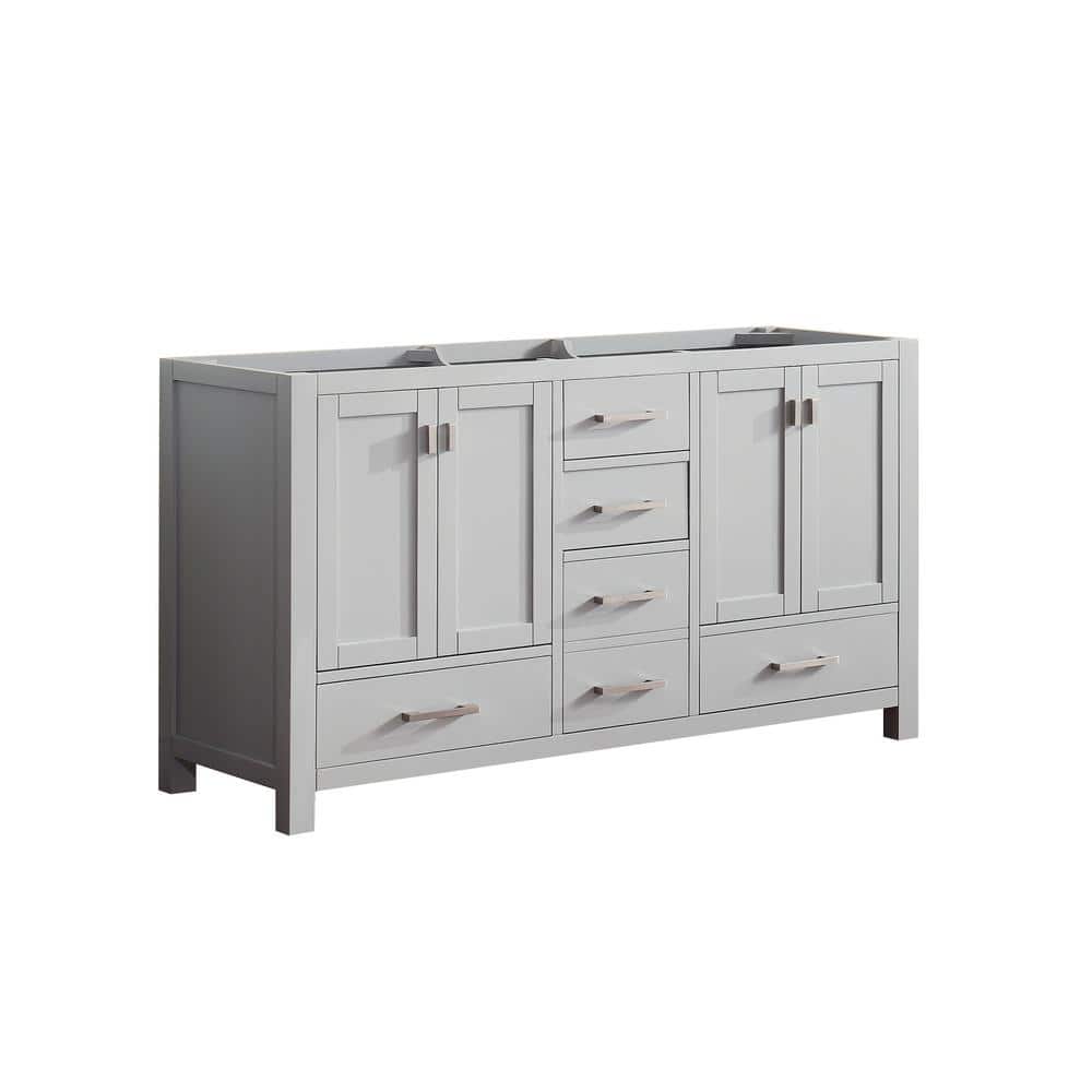 Transitional 60'' Double Freestanding Vanity Base in Chilled Gray
