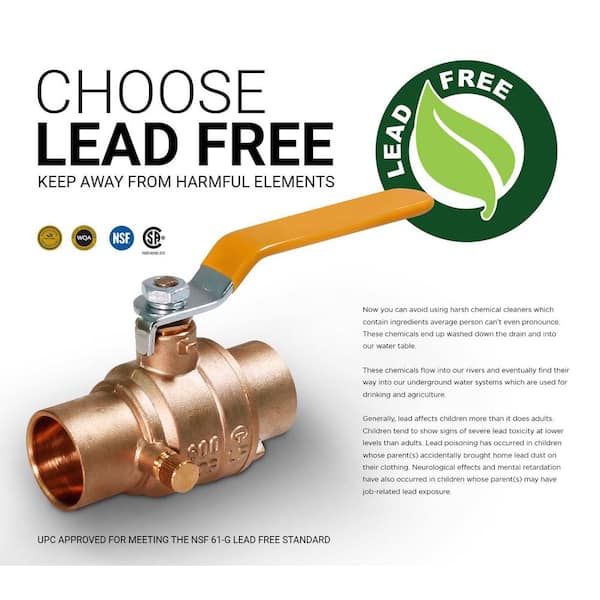1/2 Sweat Lead-Free Brass Ball Valve With Waste Drain 1/2 Sweat Lead-Free Brass Ball Valve With Waste Drain