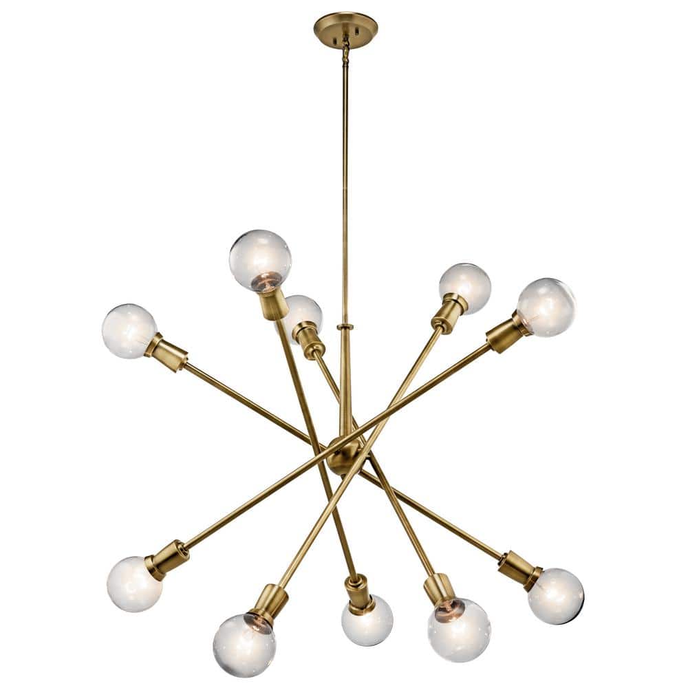Armstrong 47 in. 10-Light Natural Brass Mid-Century Modern Sputnik Chandelier for Dining Room price history on PriceWatchPro