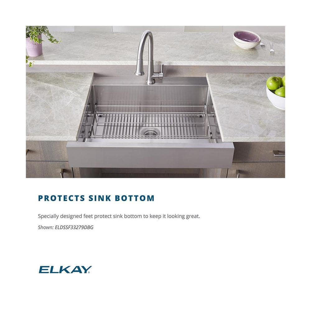 Polished Stainless Steel Rectangular Sink Grid with Drain Hole
