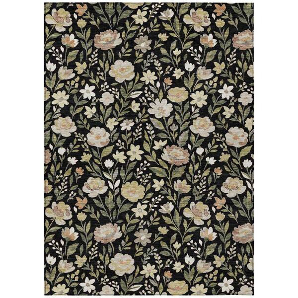 Chantille Machine Washable Indoor/Outdoor Abstract ACN2438 Black 3 ft. x 5 ft. Area Rug