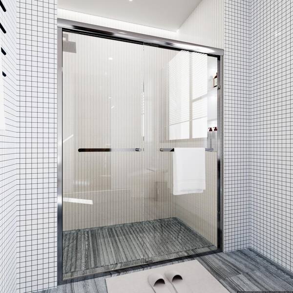 TOOLKISS 50 in. - 54 in. W x 72 in. H Sliding Framed Shower Door in Chrome with Clear Glass TOOLKISS 50 in. - 54 in. W x 72 in. H Sliding Framed Shower Door in Chrome with Clear Glass