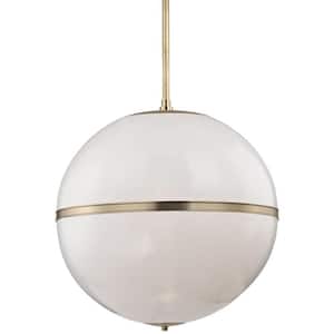 Truax 4-Light Aged Brass Shaded Chandelier with Glass Shade