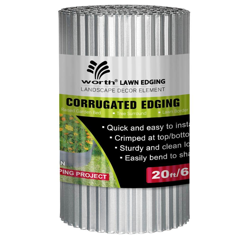 Worth Garden 20 ft. x 10 in. Galvanized Steel Landscape Lawn Corrugated