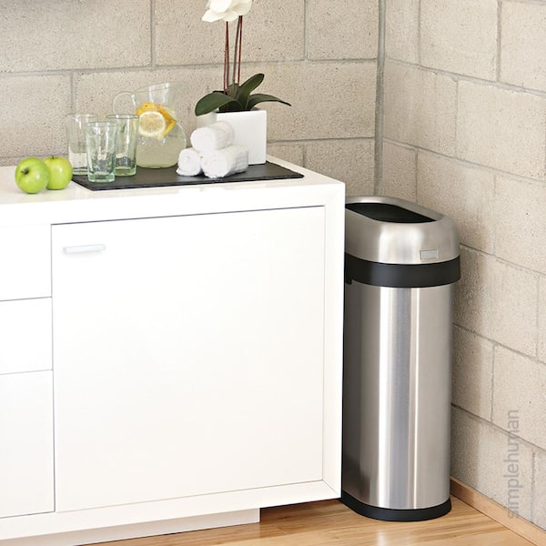 simplehuman 13 Gallon Slim Open Top Commercial Trash Can, Brushed